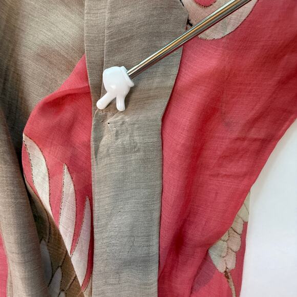 One Hundred Stars Crane Print Kimono Robe Coral Pink Modal Blend OS - Picture 14 of 16